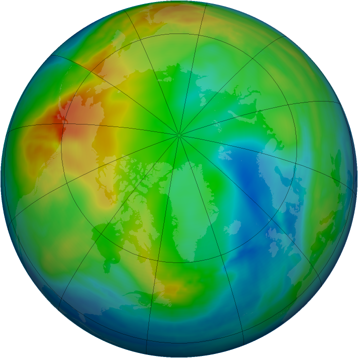 Arctic ozone map for 15 December 2007